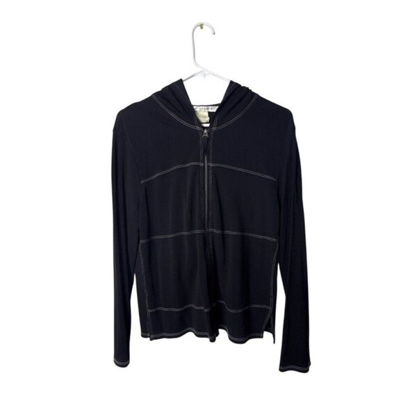 Max Studio Womens Black Zip-Up Hoodie Sweater M Rayon/Polyester Blend - Picture 1 of 4